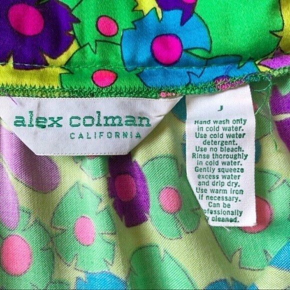 Vintage 70s Alex Colman Psychedelic Floral Maxi Wrap Skirt Neon Boho Small - Picture 11 of 16